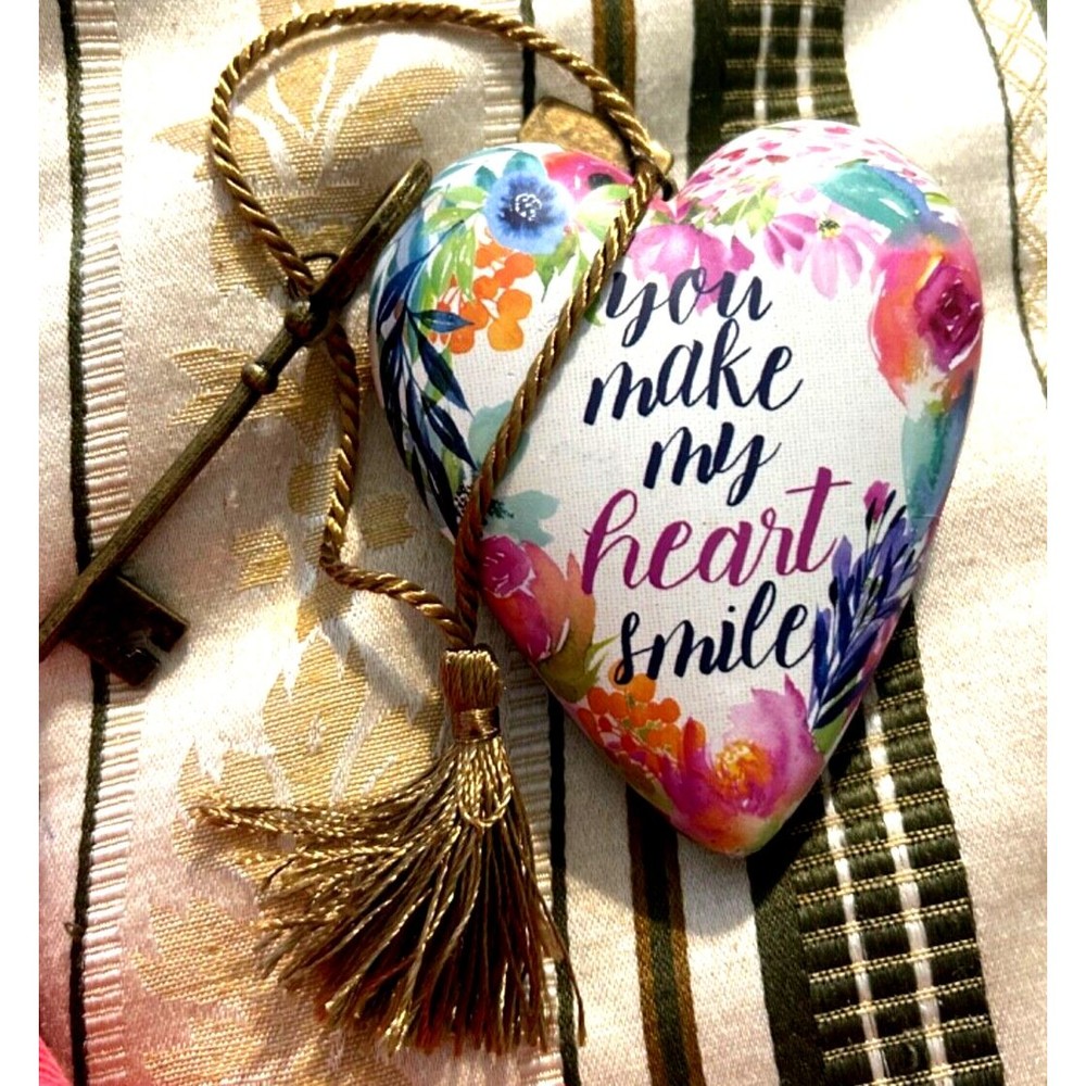 DEMDACO Art Hearts YOU MAKE MY HEART SMILE Heart With Key PROP